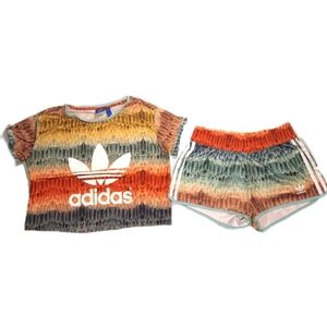 🚨SET Adidas/Farm Rio Feather Menire Two Piece Shorts Multicolored